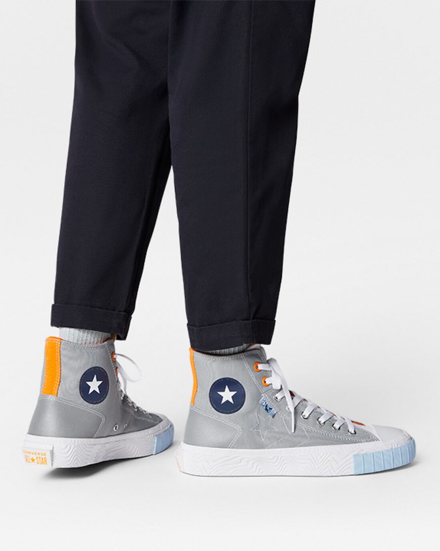 Tenisi Inalti Barbati Converse Chuck Taylor Alt Star Reflective Shine Gri Albi Portocalii | RO T13ODN487